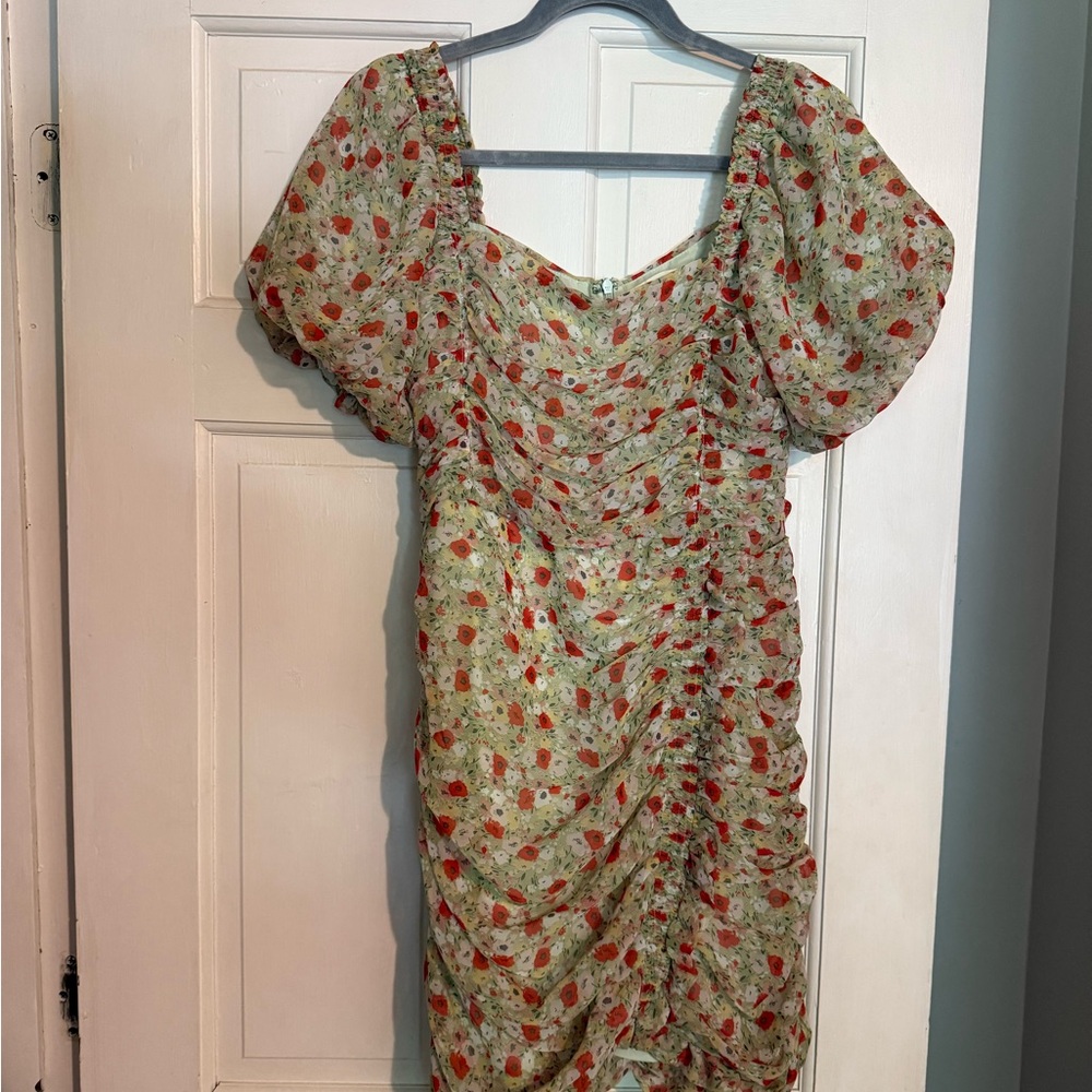 Astr Red and Green Dress with Elegant Design